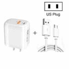 CS-20W Mini Portable PD3.0 + QC3.0 Dual Ports Fast Charger  with 3A USB to Micro USB Data Cable(US Plug) - 1