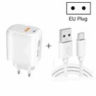 CS-20W Mini Portable PD3.0 + QC3.0 Dual Ports Fast Charger with 3A USB to Type-C Data Cable(EU Plug) - 1