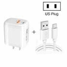 CS-20W Mini Portable PD3.0 + QC3.0 Dual Ports Fast Charger with 3A USB to Type-C Data Cable(US Plug) - 1