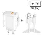 CS-20W Mini Portable PD3.0 + QC3.0 Dual Ports Fast Charger with 3A USB to 8 Pin Data Cable(EU Plug) - 1