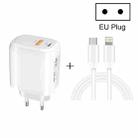 CS-20W Mini Portable PD3.0 + QC3.0 Dual Ports Fast Charger with 3A Type-C to 8 Pin Data Cable(EU Plug) - 1