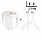 CS-20W Mini Portable PD3.0 + QC3.0 Dual Ports Fast Charger with 3A Type-C to 8 Pin Data Cable(US Plug) - 1