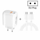 CS-20W Mini Portable PD3.0 + QC3.0 Dual Ports Fast Charger with 3A Type-C to Type-C  Data Cable(EU Plug) - 1