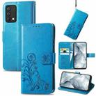 For OPPO Realme GT Master Four-leaf Clasp Embossed Buckle Mobile Phone Protection Leather Case with Lanyard & Card Slot & Wallet & Bracket Function(Blue) - 1