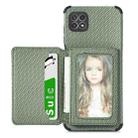For Samsung Galaxy A22 5G Carbon Fiber Magnetic Card Bag TPU+PU Shockproof Back Cover Case with Holder & Card Slot & Photo Frame(Green) - 1