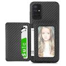 For Samsung Galaxy A71 5G Carbon Fiber Magnetic Card Bag TPU+PU Shockproof Back Cover Case with Holder & Card Slot & Photo Frame(Black) - 1