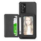 For Samsung Galaxy A82 5G Carbon Fiber Magnetic Card Bag TPU+PU Shockproof Back Cover Case with Holder & Card Slot & Photo Frame(Black) - 1