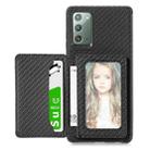 For Samsung Galaxy Note20 Carbon Fiber Magnetic Card Bag TPU+PU Shockproof Back Cover Case with Holder & Card Slot & Photo Frame(Black) - 1