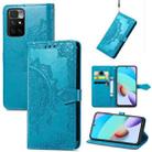 For Xiaomi Redmi 10 Mandala Embossing Pattern Horizontal Flip Leather Case with Holder & Card Slots & Wallet & Lanyard(Blue) - 1