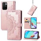 For Xiaomi Redmi 10 Mandala Embossing Pattern Horizontal Flip Leather Case with Holder & Card Slots & Wallet & Lanyard(Rose Gold) - 1