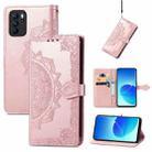 For OPPO Reno6 Z Mandala Embossing Pattern Horizontal Flip Leather Case with Holder & Card Slots & Wallet & Lanyard(Rose Gold) - 1