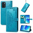 For OPPO Reno6 Z Mandala Embossing Pattern Horizontal Flip Leather Case with Holder & Card Slots & Wallet & Lanyard(Blue) - 1