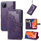 For OPPO Realme C20 Mandala Embossing Pattern Horizontal Flip Leather Case with Holder & Card Slots & Wallet & Lanyard(Purple) - 1