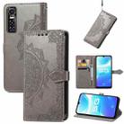 For vivo S7 E Mandala Embossing Pattern Horizontal Flip Leather Case with Holder & Card Slots & Wallet & Lanyard(Gray) - 1