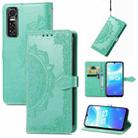 For vivo S7 E Mandala Embossing Pattern Horizontal Flip Leather Case with Holder & Card Slots & Wallet & Lanyard(Green) - 1