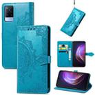 For vivo V21 Mandala Embossing Pattern Horizontal Flip Leather Case with Holder & Card Slots & Wallet & Lanyard(Blue) - 1