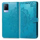 For vivo V21 Mandala Embossing Pattern Horizontal Flip Leather Case with Holder & Card Slots & Wallet & Lanyard(Blue) - 2