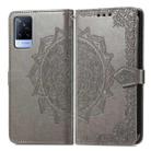 For vivo V21 Mandala Embossing Pattern Horizontal Flip Leather Case with Holder & Card Slots & Wallet & Lanyard(Gray) - 2
