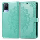 For vivo V21 Mandala Embossing Pattern Horizontal Flip Leather Case with Holder & Card Slots & Wallet & Lanyard(Green) - 2