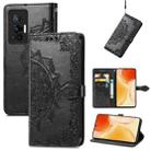 For vivo X70 Pro Mandala Embossing Pattern Horizontal Flip Leather Case with Holder & Card Slots & Wallet & Lanyard(Black) - 1