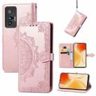 For vivo X70 Mandala Embossing Pattern Horizontal Flip Leather Case with Holder & Card Slots & Wallet & Lanyard(Rose Gold) - 1