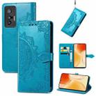 For vivo X70 Mandala Embossing Pattern Horizontal Flip Leather Case with Holder & Card Slots & Wallet & Lanyard(Blue) - 1