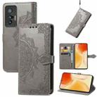 For vivo X70 Mandala Embossing Pattern Horizontal Flip Leather Case with Holder & Card Slots & Wallet & Lanyard(Gray) - 1