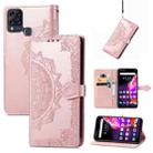 For Infinix HOT 10T Mandala Embossing Pattern Horizontal Flip Leather Case with Holder & Card Slots & Wallet & Lanyard(Rose Gold) - 1