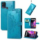 For Infinix HOT 10T Mandala Embossing Pattern Horizontal Flip Leather Case with Holder & Card Slots & Wallet & Lanyard(Blue) - 1