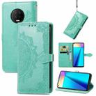For Infinix Note 7 Mandala Embossing Pattern Horizontal Flip Leather Case with Holder & Card Slots & Wallet & Lanyard(Green) - 1