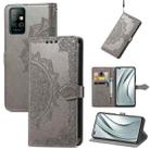 For Infinix Note 8 Mandala Embossing Pattern Horizontal Flip Leather Case with Holder & Card Slots & Wallet & Lanyard(Grey) - 1