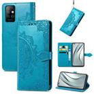 For Infinix Note 8 Mandala Embossing Pattern Horizontal Flip Leather Case with Holder & Card Slots & Wallet & Lanyard(Blue) - 1