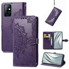 For Infinix Note 8 Mandala Embossing Pattern Horizontal Flip Leather Case with Holder & Card Slots & Wallet & Lanyard(Purple) - 1