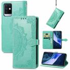 For Infinix Note 10 Mandala Embossing Pattern Horizontal Flip Leather Case with Holder & Card Slots & Wallet & Lanyard(Green) - 1