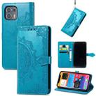 For Motorola Edge 20 Lite Mandala Embossing Pattern Horizontal Flip Leather Case with Holder & Card Slots & Wallet & Lanyard(Blue) - 1