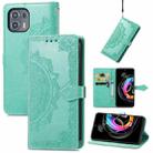 For Motorola Edge 20 Lite Mandala Embossing Pattern Horizontal Flip Leather Case with Holder & Card Slots & Wallet & Lanyard(Green) - 1