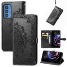 For Motorola Edge 20 Pro Mandala Embossing Pattern Horizontal Flip Leather Case with Holder & Card Slots & Wallet & Lanyard(Black) - 1