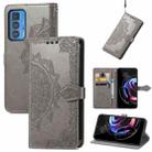 For Motorola Edge 20 Pro Mandala Embossing Pattern Horizontal Flip Leather Case with Holder & Card Slots & Wallet & Lanyard(Grey) - 1