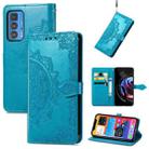 For Motorola Edge 20 Pro Mandala Embossing Pattern Horizontal Flip Leather Case with Holder & Card Slots & Wallet & Lanyard(Blue) - 1