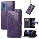 For Motorola Edge 20 Pro Mandala Embossing Pattern Horizontal Flip Leather Case with Holder & Card Slots & Wallet & Lanyard(Purple) - 1