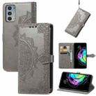 For Motorola Edge 20 Mandala Embossing Pattern Horizontal Flip Leather Case with Holder & Card Slots & Wallet & Lanyard(Grey) - 1