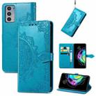 For Motorola Edge 20 Mandala Embossing Pattern Horizontal Flip Leather Case with Holder & Card Slots & Wallet & Lanyard(Blue) - 1