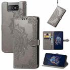 For  Asus Zenfone 8 Flip Mandala Embossing Pattern Horizontal Flip Leather Case with Holder & Card Slots & Wallet & Lanyard(Grey) - 1