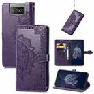 For  Asus Zenfone 8 Flip Mandala Embossing Pattern Horizontal Flip Leather Case with Holder & Card Slots & Wallet & Lanyard(Purple) - 1