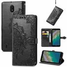 For Nokia C01 Plus Mandala Embossing Pattern Horizontal Flip Leather Case with Holder & Card Slots & Wallet & Lanyard(Black) - 1