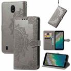 For Nokia C01 Plus Mandala Embossing Pattern Horizontal Flip Leather Case with Holder & Card Slots & Wallet & Lanyard(Grey) - 1