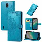 For Nokia C01 Plus Mandala Embossing Pattern Horizontal Flip Leather Case with Holder & Card Slots & Wallet & Lanyard(Blue) - 1