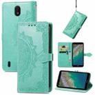 For Nokia C01 Plus Mandala Embossing Pattern Horizontal Flip Leather Case with Holder & Card Slots & Wallet & Lanyard(Green) - 1