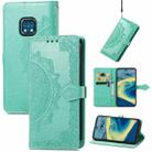 For Nokia XR 20 Mandala Embossing Pattern Horizontal Flip Leather Case with Holder & Card Slots & Wallet & Lanyard(Green) - 1