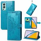 For OnePlus Nord 2 5G Mandala Embossing Pattern Horizontal Flip Leather Case with Holder & Card Slots & Wallet & Lanyard(Blue) - 1